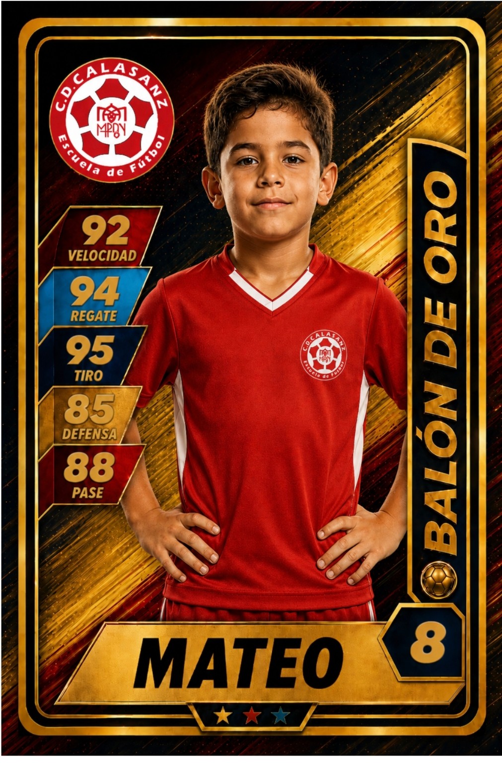 Cromo Balón de Oro personalizado en metacrilato con fotografía de un futbolista